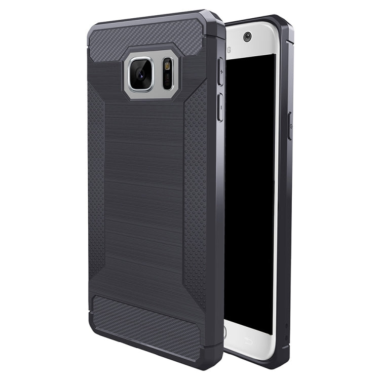 For Galaxy S7 Brushed Texture Carbon Fiber Anti-slip TPU Protective Cover Case