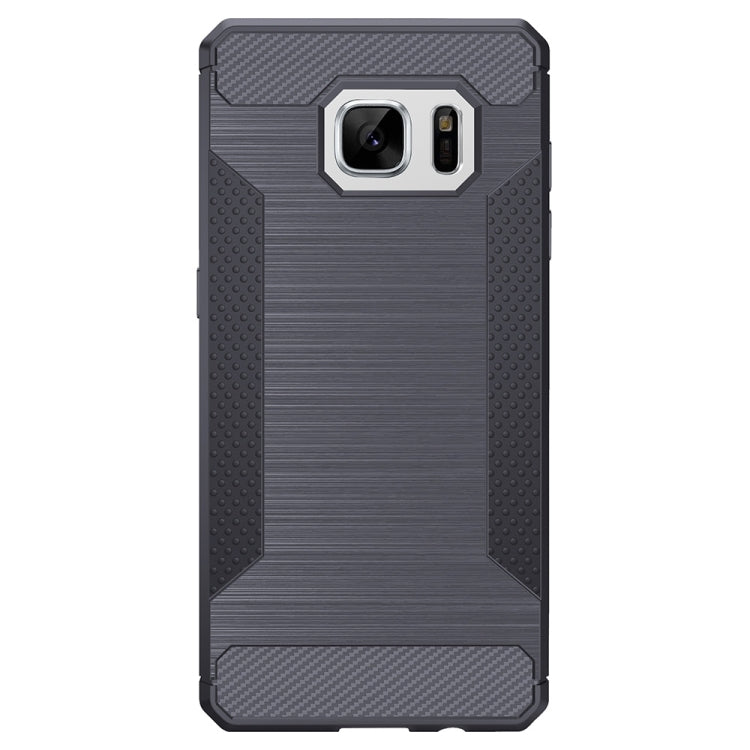 For Galaxy S7 Brushed Texture Carbon Fiber Anti-slip TPU Protective Cover Case