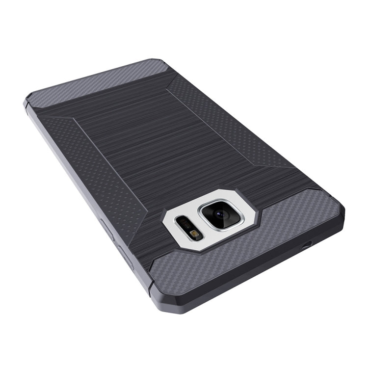 For Galaxy S7 Brushed Texture Carbon Fiber Anti-slip TPU Protective Cover Case