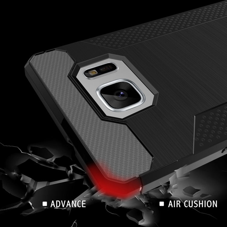 For Galaxy S7 Brushed Texture Carbon Fiber Anti-slip TPU Protective Cover Case