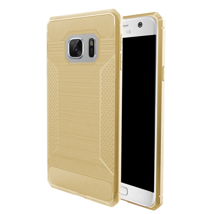 For Galaxy S7 Brushed Texture Carbon Fiber Anti-slip TPU Protective Cover Case