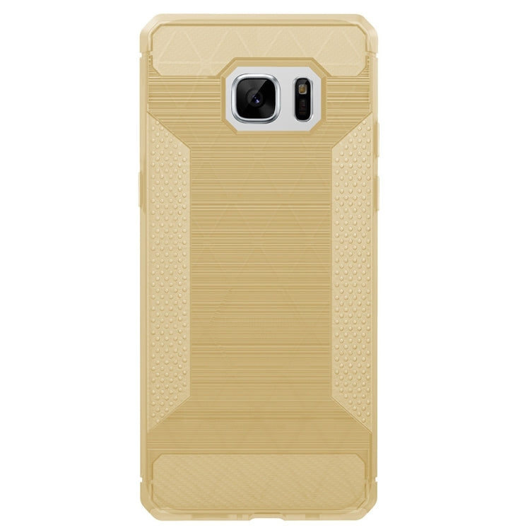 For Galaxy S7 Brushed Texture Carbon Fiber Anti-slip TPU Protective Cover Case