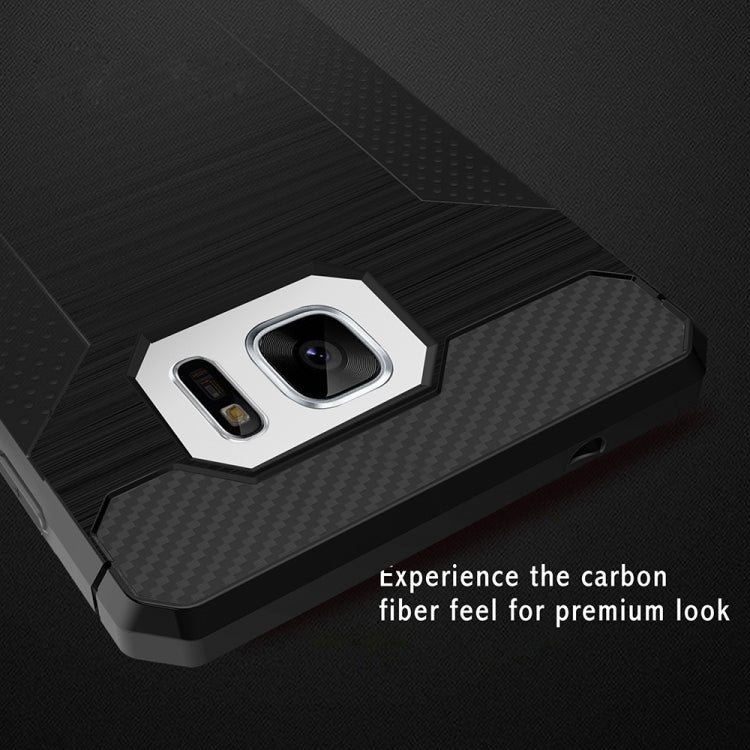 For Galaxy S7 Brushed Texture Carbon Fiber Anti-slip TPU Protective Cover Case