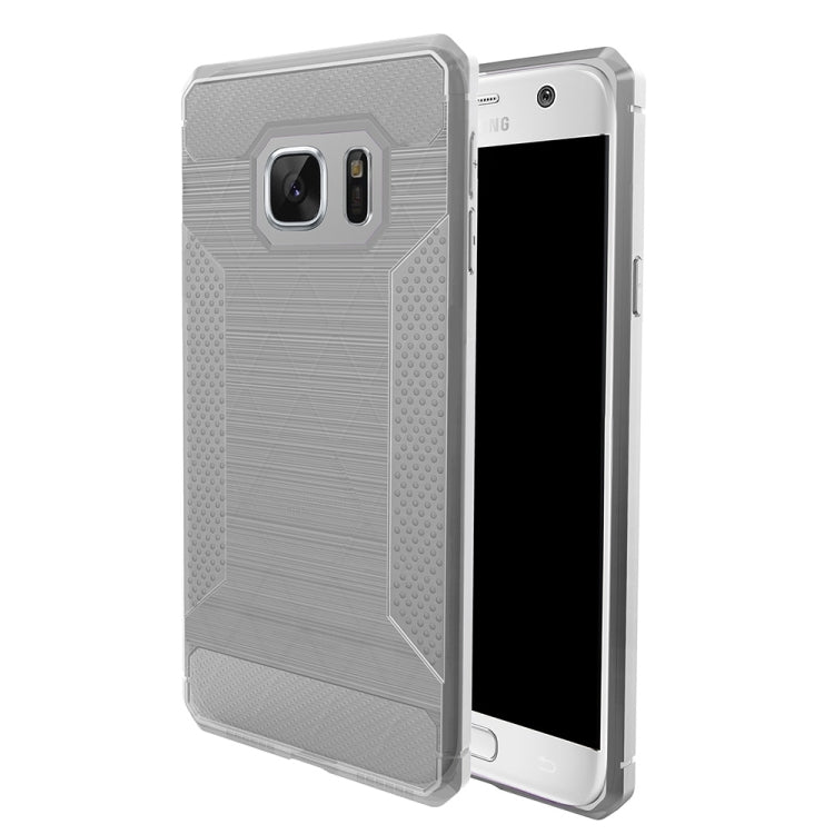 For Galaxy S7 Brushed Texture Carbon Fiber Anti-slip TPU Protective Cover Case