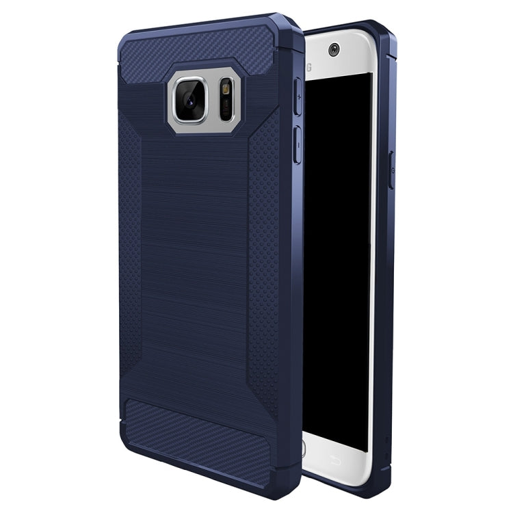For Galaxy S7 Brushed Texture Carbon Fiber Anti-slip TPU Protective Cover Case