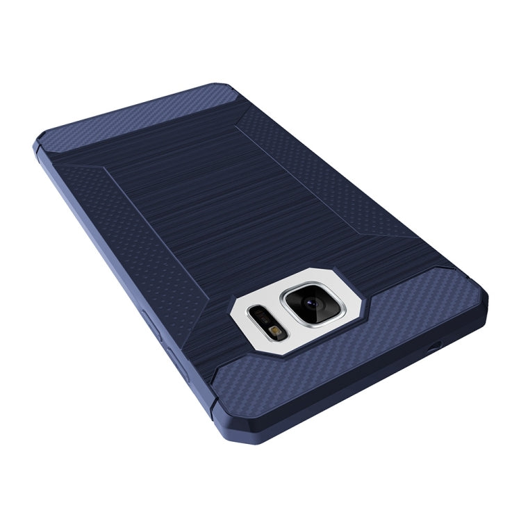 For Galaxy S7 Brushed Texture Carbon Fiber Anti-slip TPU Protective Cover Case