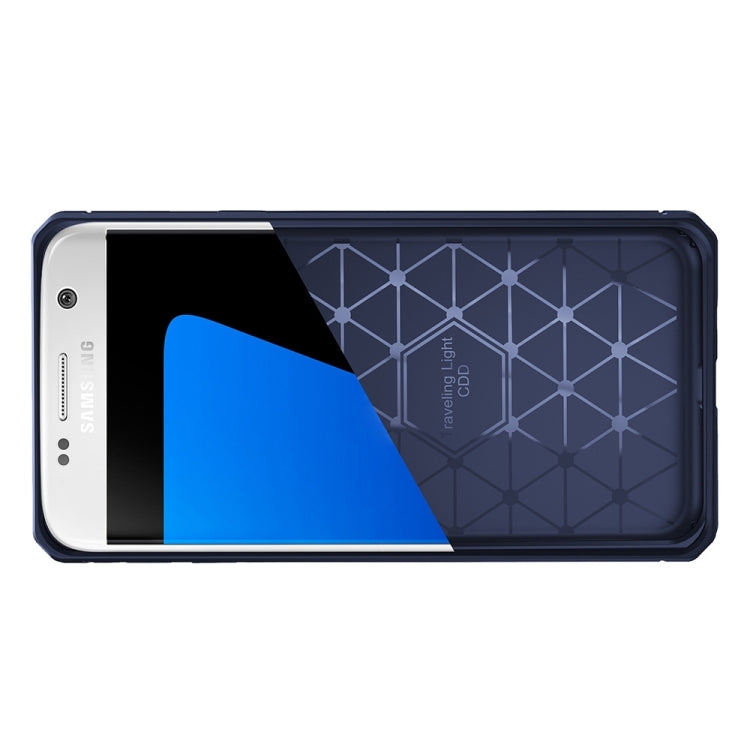 For Galaxy S7 Brushed Texture Carbon Fiber Anti-slip TPU Protective Cover Case
