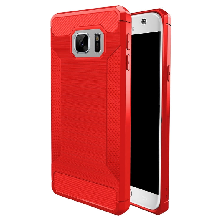 For Galaxy S7 Brushed Texture Carbon Fiber Anti-slip TPU Protective Cover Case