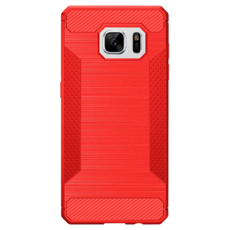 For Galaxy S7 Brushed Texture Carbon Fiber Anti-slip TPU Protective Cover Case