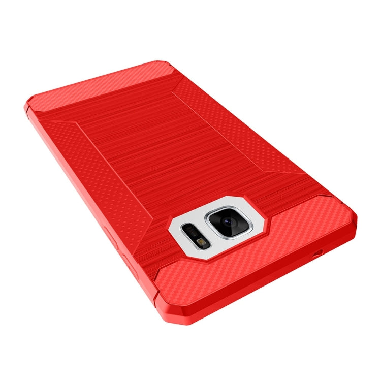 For Galaxy S7 Brushed Texture Carbon Fiber Anti-slip TPU Protective Cover Case