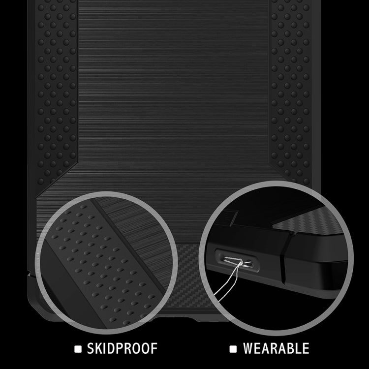 For Galaxy S7 Brushed Texture Carbon Fiber Anti-slip TPU Protective Cover Case