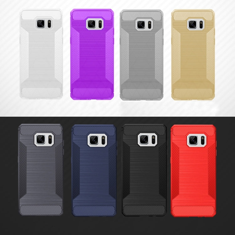 For Galaxy S7 Brushed Texture Carbon Fiber Anti-slip TPU Protective Cover Case