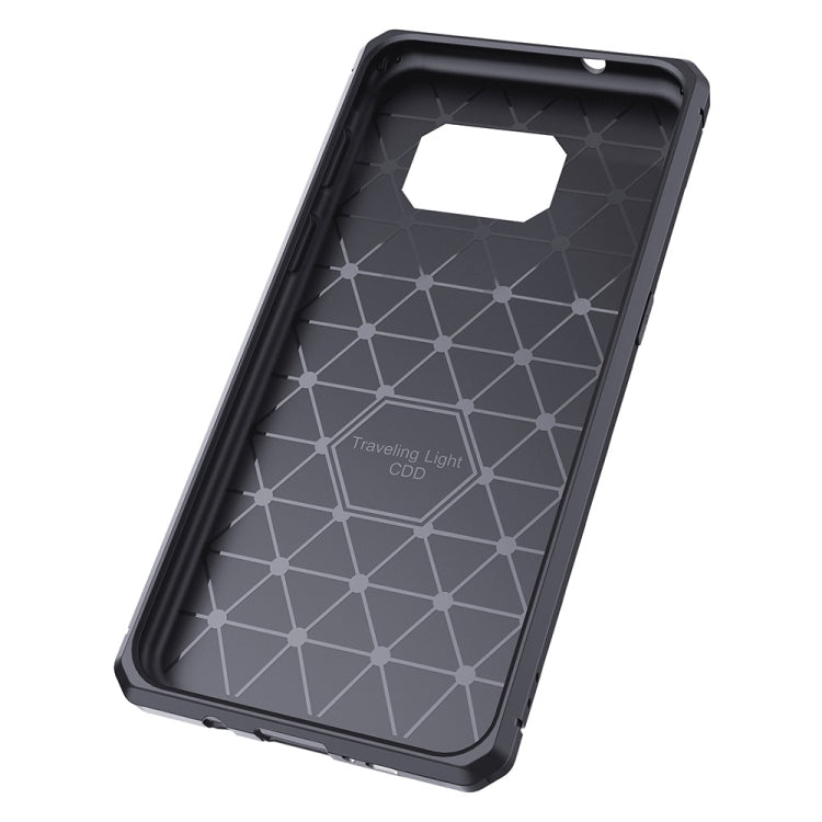 For Galaxy S7 Edge Brushed Texture Carbon Fiber Anti-slip TPU Protective Cover Case