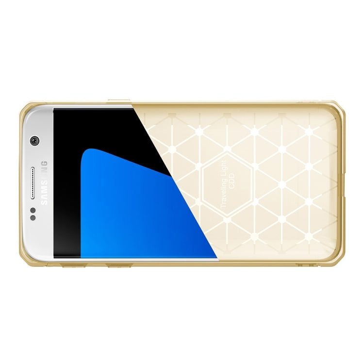 For Galaxy S7 Edge Brushed Texture Carbon Fiber Anti-slip TPU Protective Cover Case