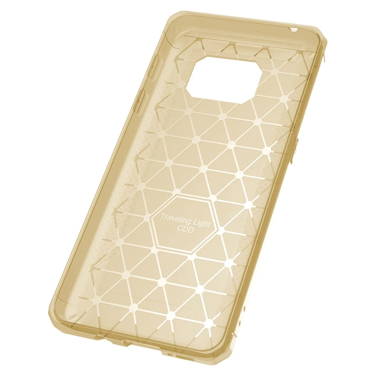 For Galaxy S7 Edge Brushed Texture Carbon Fiber Anti-slip TPU Protective Cover Case