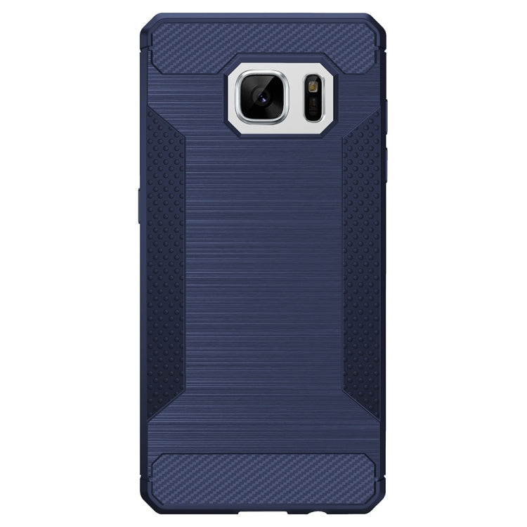 For Galaxy S7 Edge Brushed Texture Carbon Fiber Anti-slip TPU Protective Cover Case