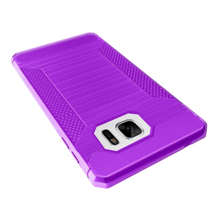 For Galaxy S7 Edge Brushed Texture Carbon Fiber Anti-slip TPU Protective Cover Case