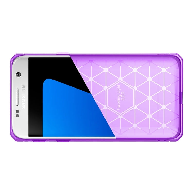 For Galaxy S7 Edge Brushed Texture Carbon Fiber Anti-slip TPU Protective Cover Case