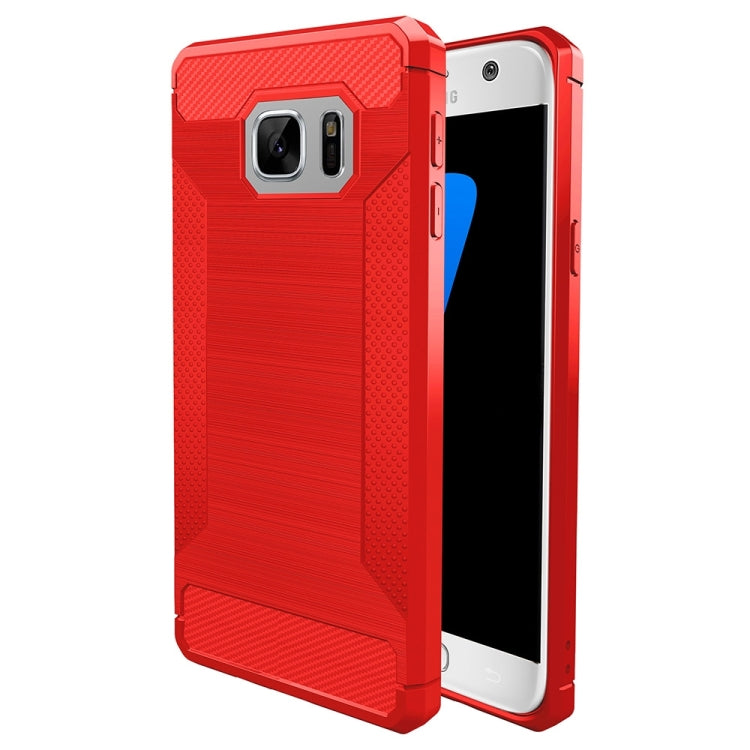 For Galaxy S7 Edge Brushed Texture Carbon Fiber Anti-slip TPU Protective Cover Case