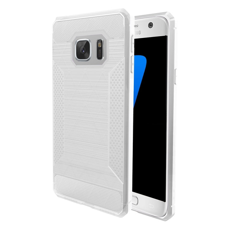 For Galaxy S7 Edge Brushed Texture Carbon Fiber Anti-slip TPU Protective Cover Case