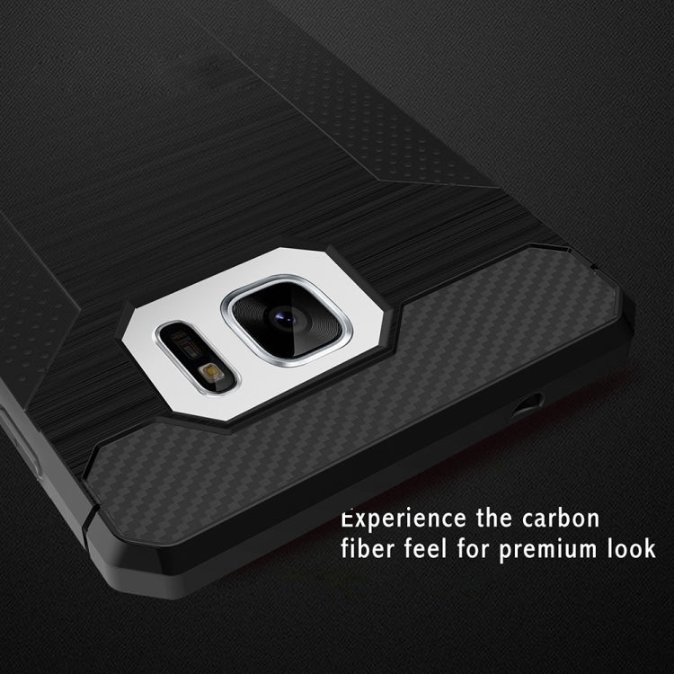 For Galaxy S7 Edge Brushed Texture Carbon Fiber Anti-slip TPU Protective Cover Case