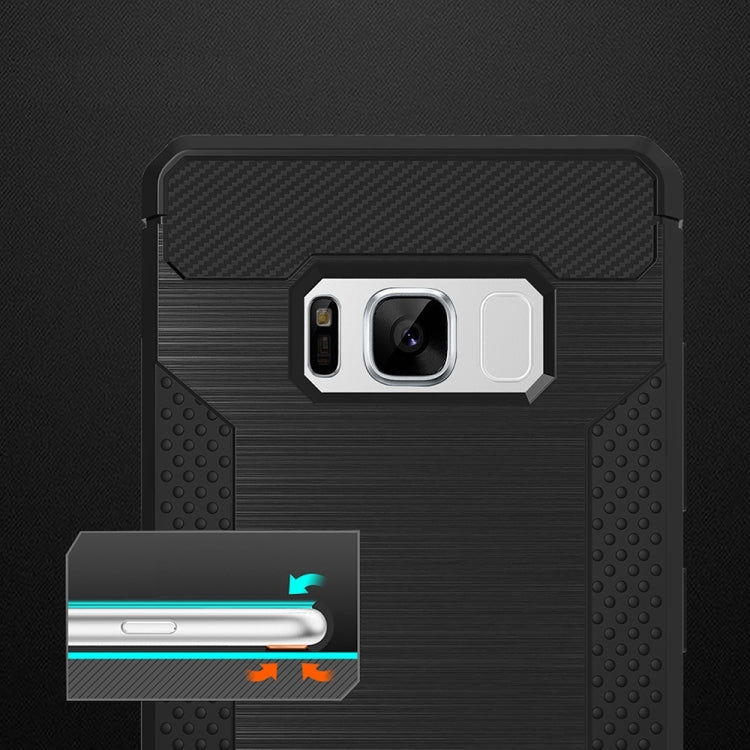 For Galaxy S8 Brushed Texture Carbon Fiber Anti-slip TPU Protective Cover Case