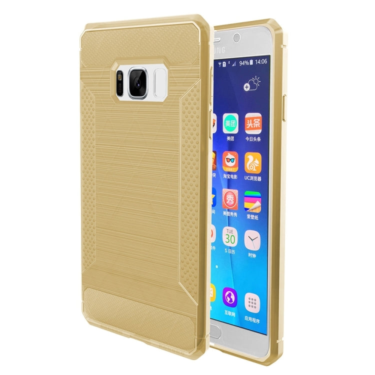 For Galaxy S8 Brushed Texture Carbon Fiber Anti-slip TPU Protective Cover Case