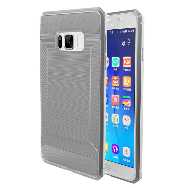 For Galaxy S8 Brushed Texture Carbon Fiber Anti-slip TPU Protective Cover Case
