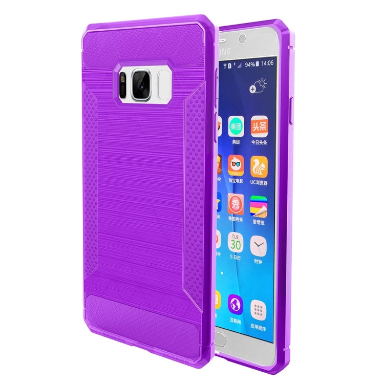For Galaxy S8 Brushed Texture Carbon Fiber Anti-slip TPU Protective Cover Case