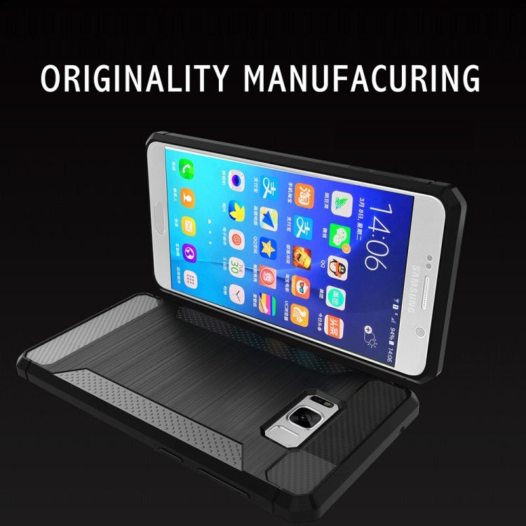 For Galaxy S8 Brushed Texture Carbon Fiber Anti-slip TPU Protective Cover Case