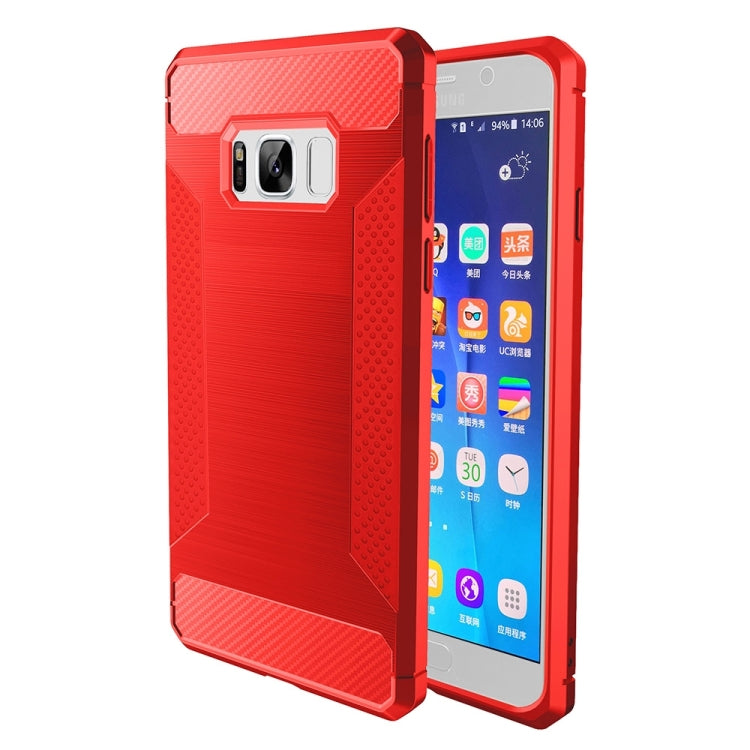 For Galaxy S8 Brushed Texture Carbon Fiber Anti-slip TPU Protective Cover Case