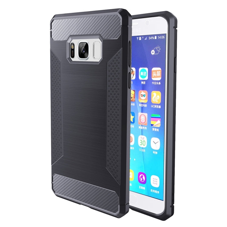 For Galaxy S8 + / G955 Brushed Texture Carbon Fiber Anti-slip TPU Protective Cover Case
