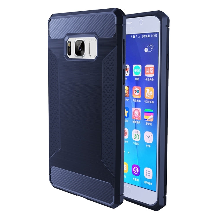 For Galaxy S8 + / G955 Brushed Texture Carbon Fiber Anti-slip TPU Protective Cover Case