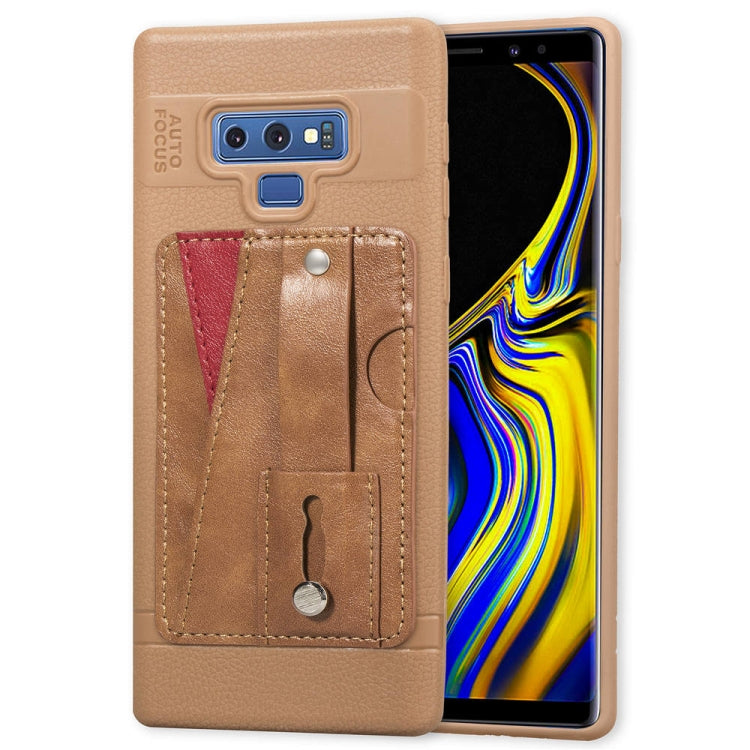 Litchi Texture Full Coverage Shockproof  TPU Case for Galaxy Note9, with Card Slots  &  Holder