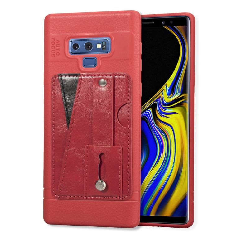 Litchi Texture Full Coverage Shockproof  TPU Case for Galaxy Note9, with Card Slots  &  Holder