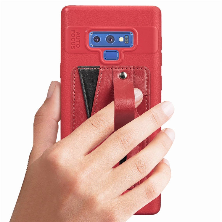 Litchi Texture Full Coverage Shockproof  TPU Case for Galaxy Note9, with Card Slots  &  Holder