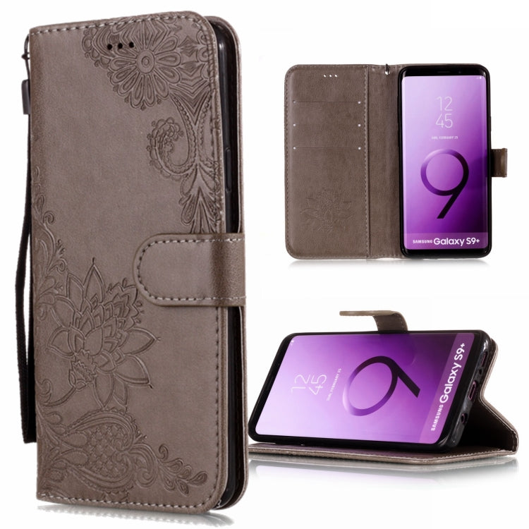Vintage Embossed Floral Lace Flower Pattern Horizontal Flip Leather Case for Galaxy S9+, with Card Slot & Holder & Wallet & Lanyard