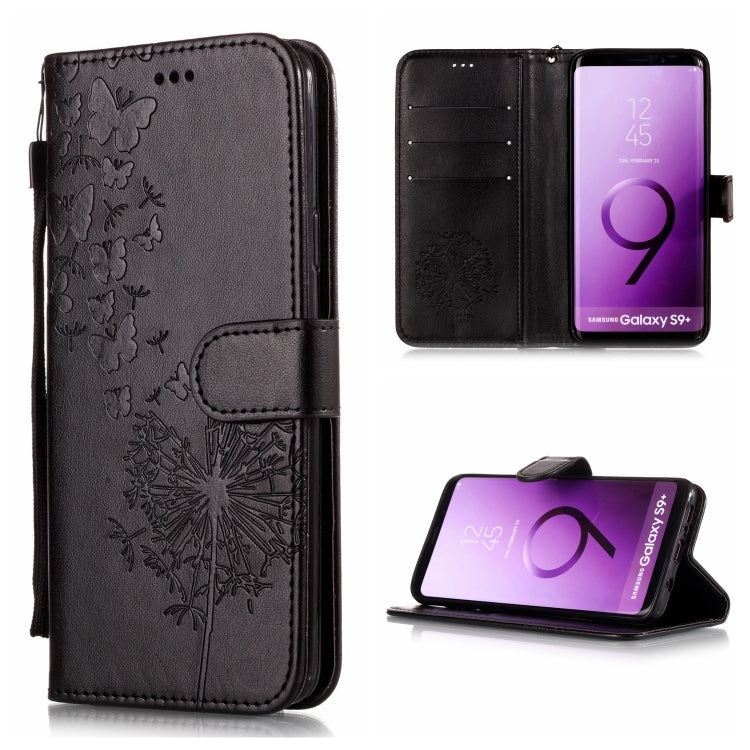 Vintage Embossed Floral Dandelion Pattern Horizontal Flip Leather Case for Galaxy S9+, with Card Slot & Holder & Wallet & Lanyard