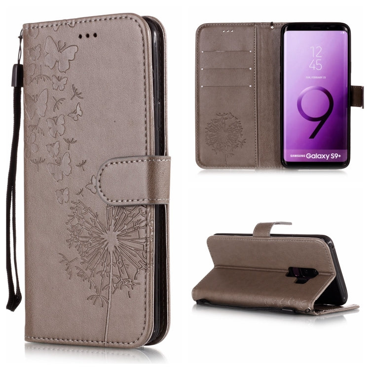 Vintage Embossed Floral Dandelion Pattern Horizontal Flip Leather Case for Galaxy S9+, with Card Slot & Holder & Wallet & Lanyard