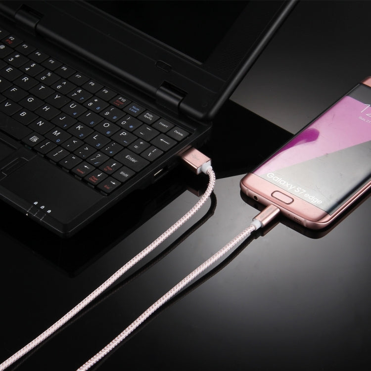 ULT-unite 1.5m Knit Texture USB 2.0 to Micro USB All-copper Wire Data Sync Charging Cable, For Samsung / Huawei / Xiaomi / Meizu / LG / HTC and Other Smartphones(Rose Gold)