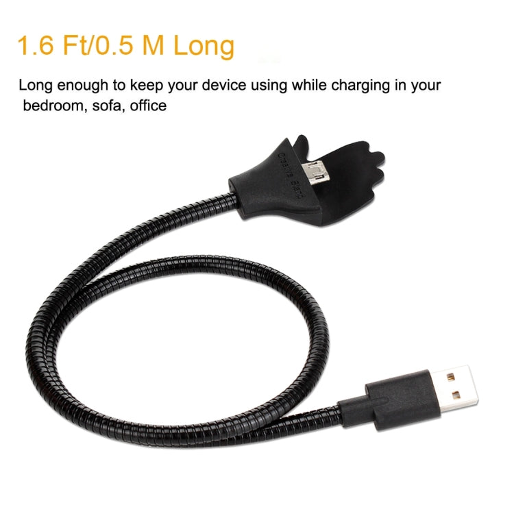 Multi-functional Metal Soft Hose Palm Holder Micro USB to USB Data Charging Cable with Flexible Desk / Car Dock Function, For Samsung, HTC, Sony, Lenovo, Huawei, and other Smartphones