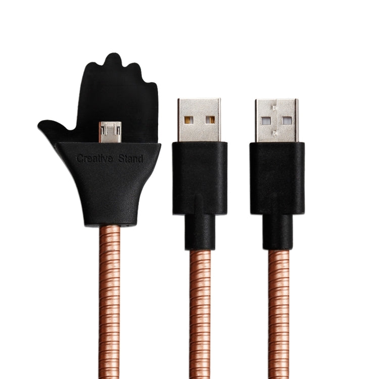 Multi-functional Metal Soft Hose Palm Holder Micro USB to USB Data Charging Cable with Flexible Desk / Car Dock Function, For Samsung, HTC, Sony, Lenovo, Huawei, and other Smartphones