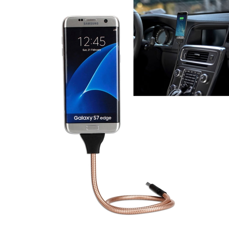 Multi-functional Metal Soft Hose Palm Holder Micro USB to USB Data Charging Cable with Flexible Desk / Car Dock Function, For Samsung, HTC, Sony, Lenovo, Huawei, and other Smartphones