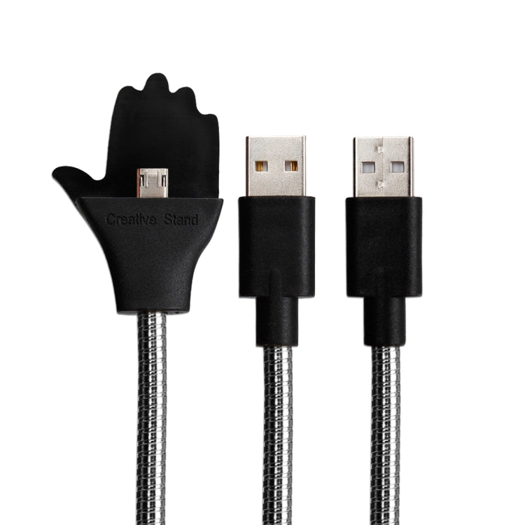 Multi-functional Metal Soft Hose Palm Holder Micro USB to USB Data Charging Cable with Flexible Desk / Car Dock Function, For Samsung, HTC, Sony, Lenovo, Huawei, and other Smartphones