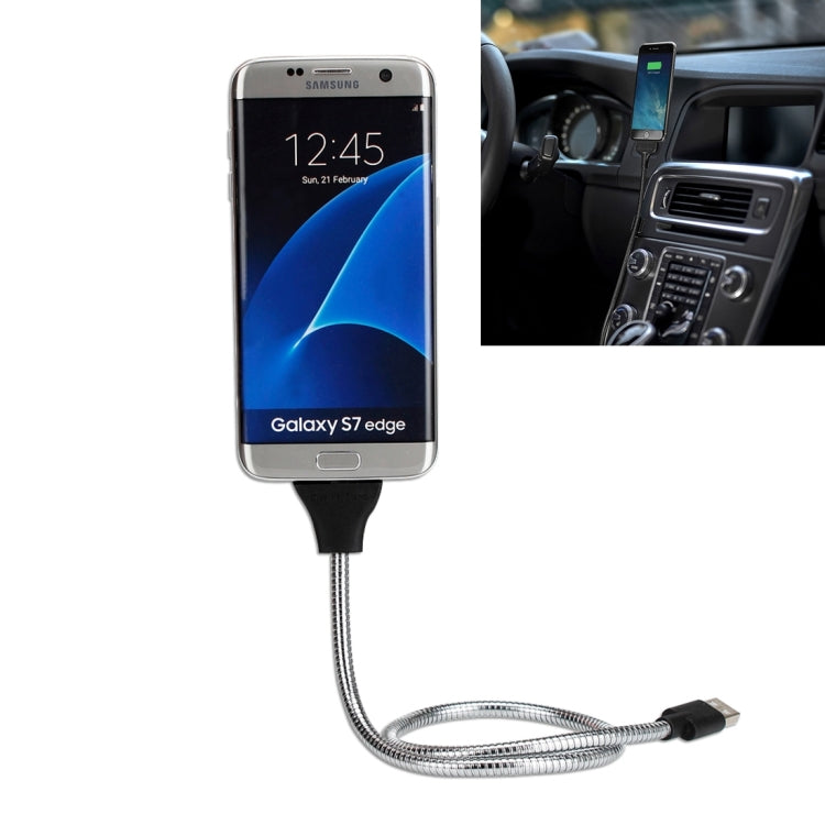 Multi-functional Metal Soft Hose Palm Holder Micro USB to USB Data Charging Cable with Flexible Desk / Car Dock Function, For Samsung, HTC, Sony, Lenovo, Huawei, and other Smartphones