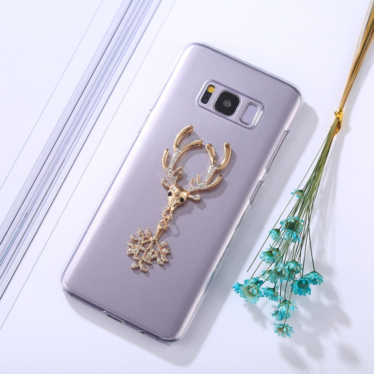 For Galaxy S8 Fashion 3D Diamond Elk Pattern Transparent Protective Back Cover Case