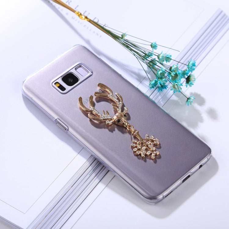 For Galaxy S8 Fashion 3D Diamond Elk Pattern Transparent Protective Back Cover Case