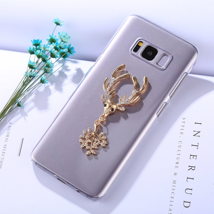 For Galaxy S8 Fashion 3D Diamond Elk Pattern Transparent Protective Back Cover Case