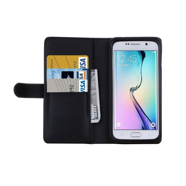 For Galaxy S6 Plain Weave Texture Zipper Horizontal Flip Leather Case with Detachable Back Protective Case & Card Slots & Wallet