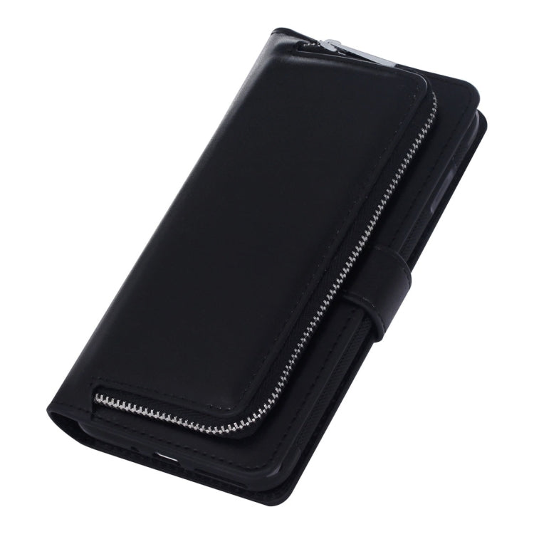 For Galaxy S6 Plain Weave Texture Zipper Horizontal Flip Leather Case with Detachable Back Protective Case & Card Slots & Wallet